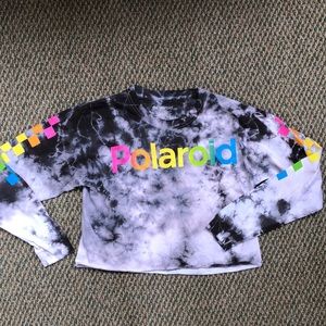 Polaroid Tie Dye Cropped Long Sleeve T-Shirt Large